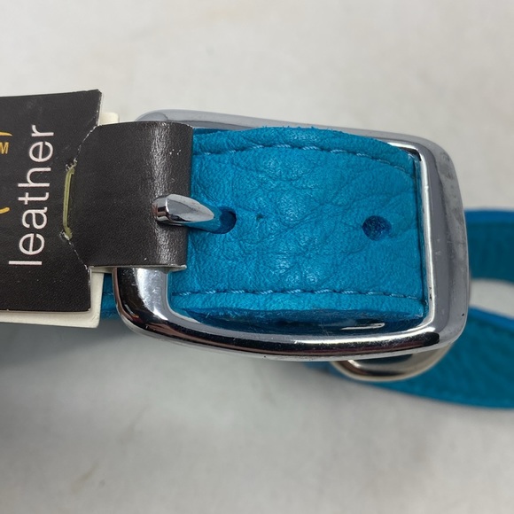 NWT Omni Pet Luxe Leather Teal Leather Dog Collar - made in USA - Picture 3 of 7